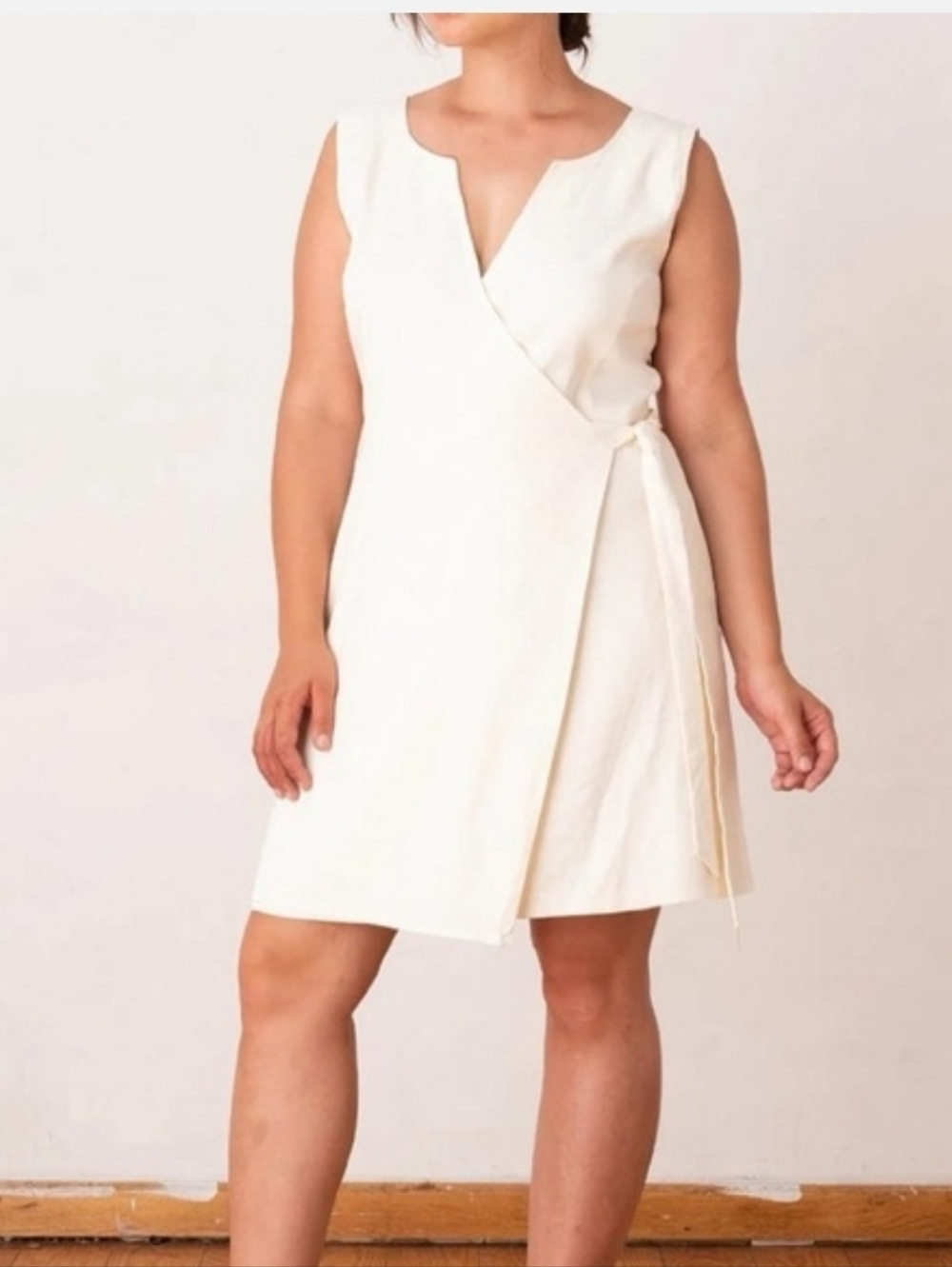 Aday Off-White Linen Blend XL Wrap Dress